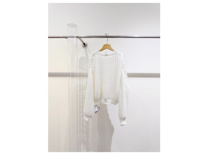 Loewe Strickjacke aus Wolle und Mohair Mischung Weiß Mehrfarben - Ansicht 3