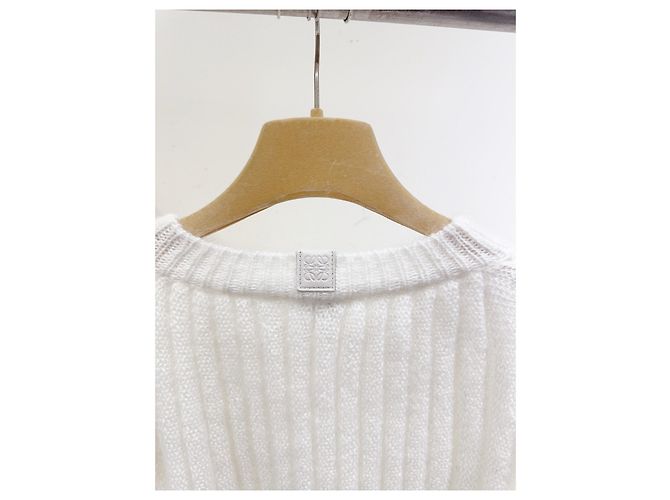 Loewe Strickjacke aus Wolle und Mohair Mischung Weiß Mehrfarben - Ansicht 4
