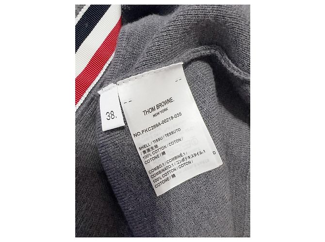 Thom Browne Langer Cardigan 4-Bar Streifen Wolle Grau Mehrfarben - Ansicht 4