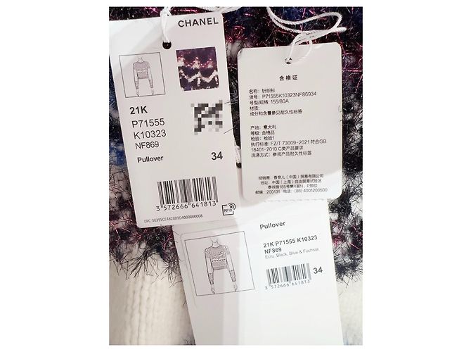 Chanel 21K Strickjacke aus Kaschmir Schneeflocken Muster Mehrfarben - Ansicht 2