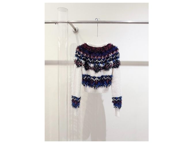 Chanel 21K Strickjacke aus Kaschmir Schneeflocken Muster Mehrfarben - Ansicht 3