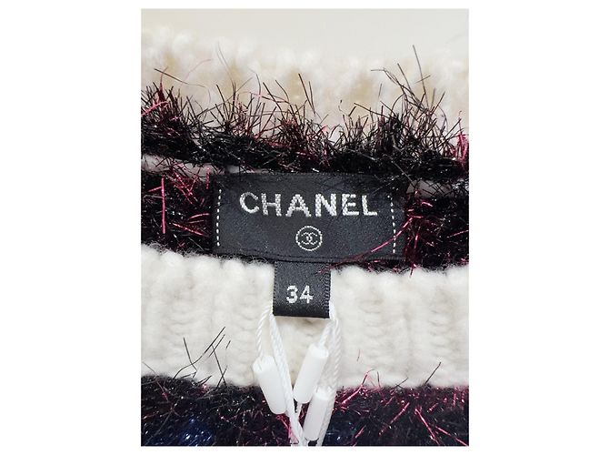 Chanel 21K Strickjacke aus Kaschmir Schneeflocken Muster Mehrfarben - Ansicht 5