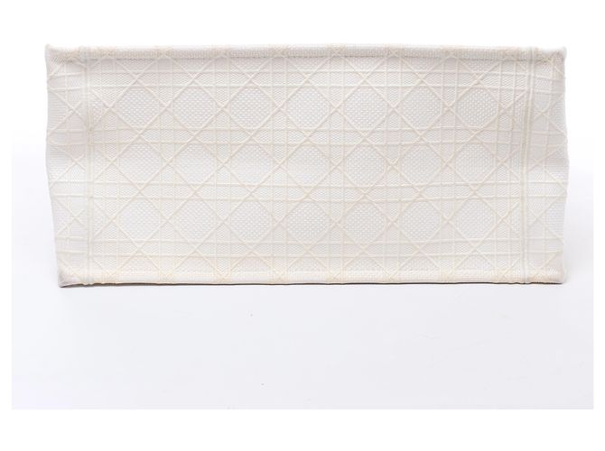 Borsa a tracolla Christian Dior Book Tote Medium in tela bianca Bianco - vista 6