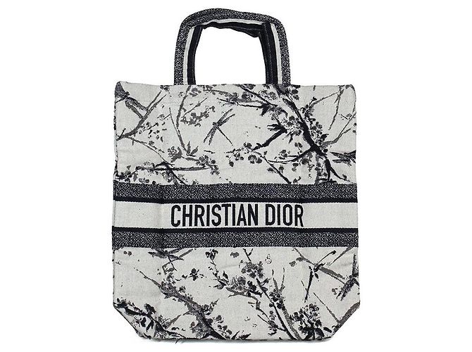 Christian Dior Borsa Shopper in Tela Stampata Fall 2025 Nero Bianco - vista 2