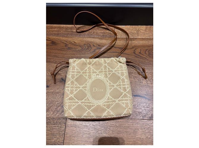 Borsa Dior Dioriviera Blooming Mini Bucket Bag Beige Cannage - vista 12