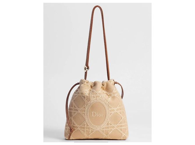 Borsa Dior Dioriviera Blooming Mini Bucket Bag Beige Cannage - vista 9