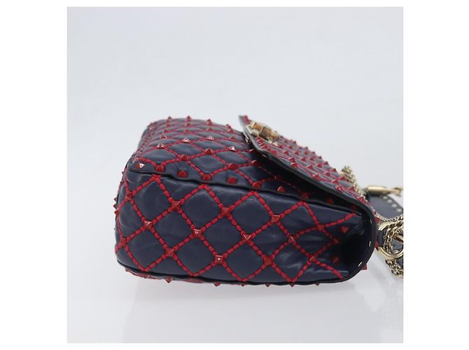 Valentino Garavani Rockstud Spike Flap Quilted Leather Medium Blu navy - vista 3