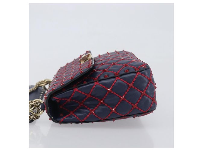 Valentino Garavani Rockstud Spike Flap Quilted Leather Medium Blu navy - vista 4