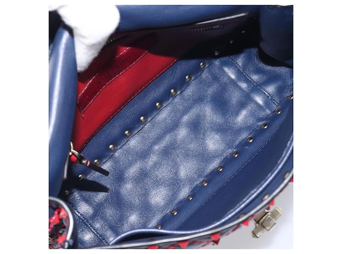 Valentino Garavani Rockstud Spike Flap Quilted Leather Medium Blu navy - vista 5