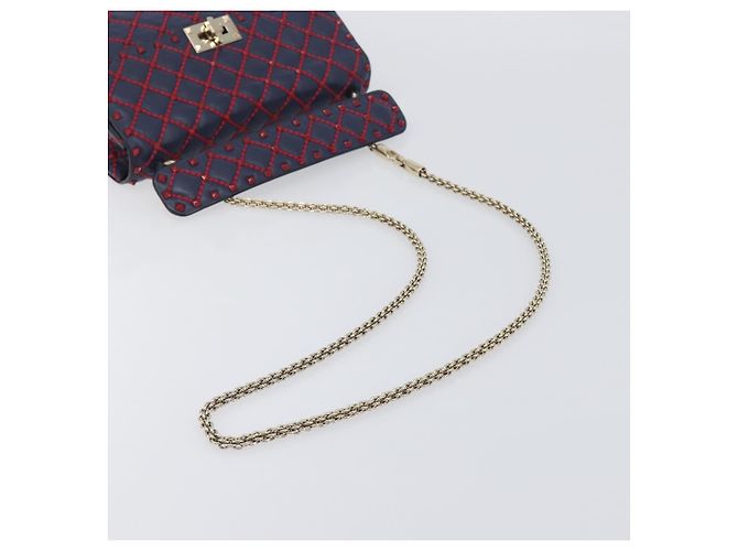 Valentino Garavani Rockstud Spike Flap Quilted Leather Medium Blu navy - vista 7