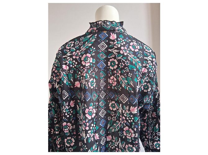 Blouse Flora Antik Batik Negro Rosa Blanco Azul Verde - vista 12