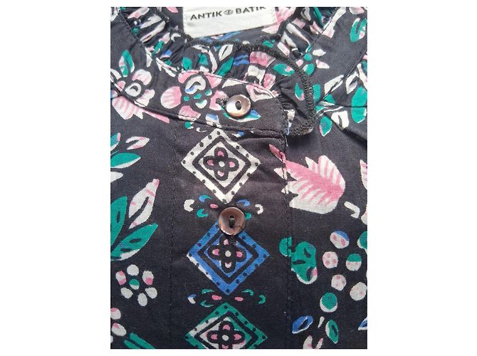 Blouse Flora Antik Batik Negro Rosa Blanco Azul Verde - vista 4