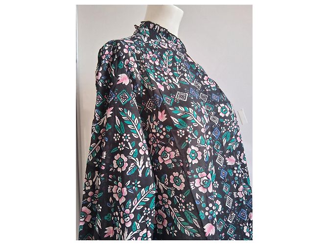 Blouse Flora Antik Batik Negro Rosa Blanco Azul Verde - vista 8