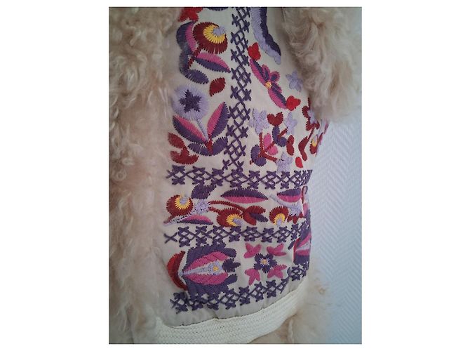 Antik Batik Colete de pele com bordados florais Rosa Vermelho Multicor Cru Roxo - vista 6