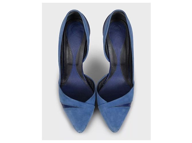 Décolleté con tacco a spillo Alexander McQueen in camoscio blu e pelle EU 39 usate - vista 2