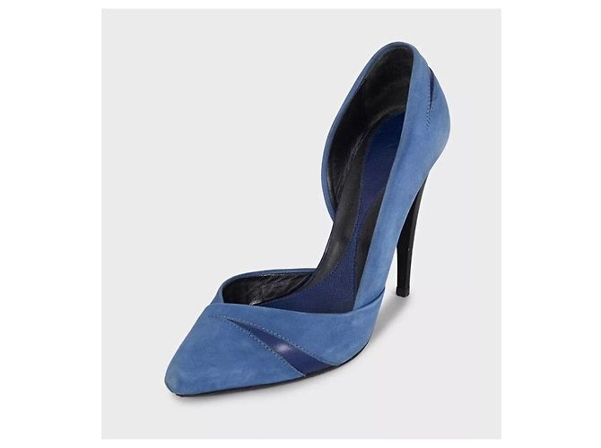 Décolleté con tacco a spillo Alexander McQueen in camoscio blu e pelle EU 39 usate - vista 3