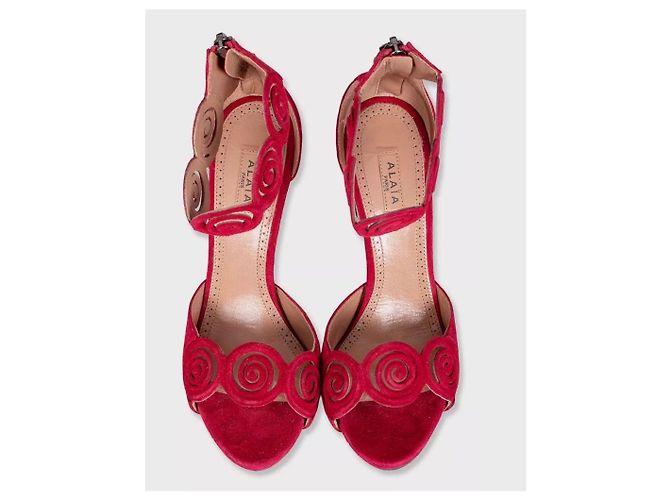 Sandali décolleté in camoscio rosso Alaïa EU 37 usati - vista 2