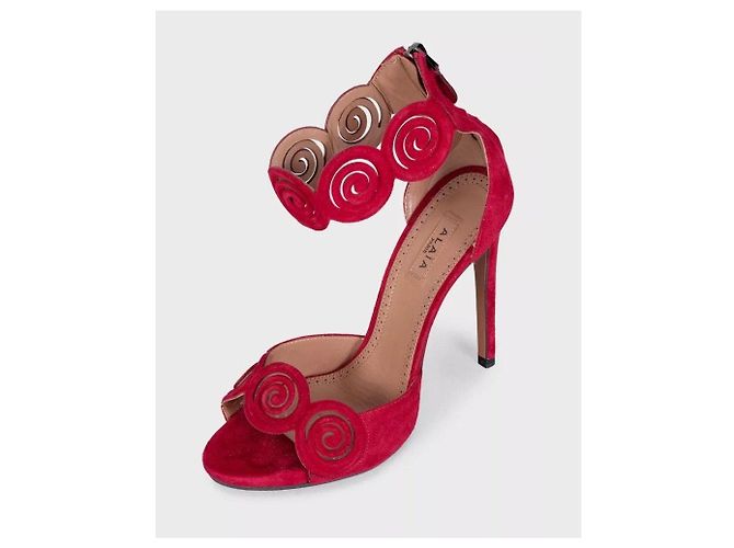 Sandali décolleté in camoscio rosso Alaïa EU 37 usati - vista 3