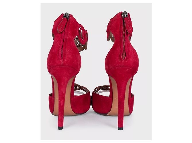 Sandali décolleté in camoscio rosso Alaïa EU 37 usati - vista 4