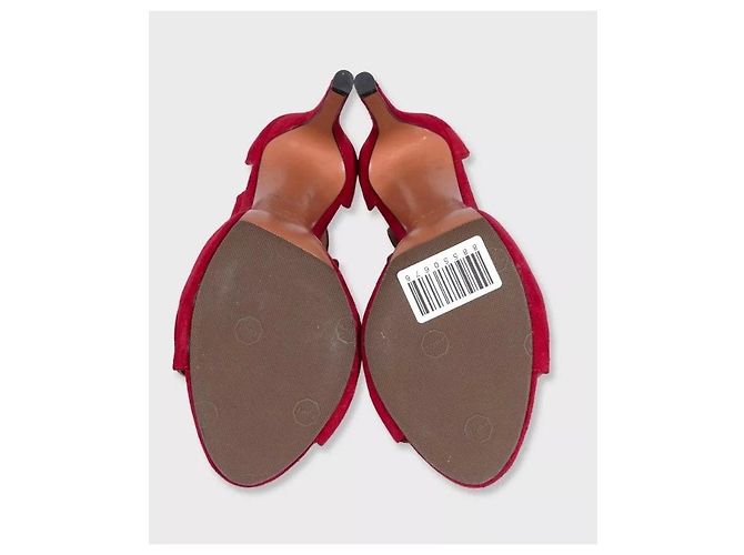 Sandali décolleté in camoscio rosso Alaïa EU 37 usati - vista 5