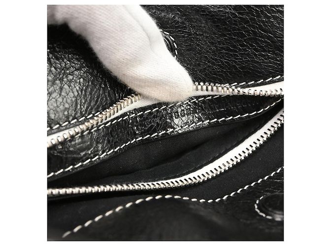 Balenciaga Barbes East West Shopper Tote Striped Leather Medium Nero - vista 5