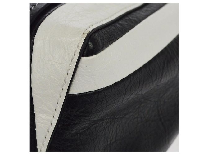 Balenciaga Barbes East West Shopper Tote Striped Leather Medium Nero - vista 6