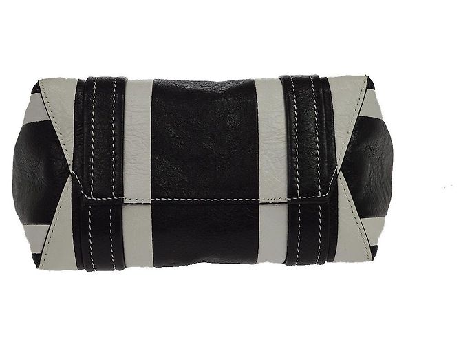 Balenciaga Barbes East West Shopper Tote Striped Leather Medium Nero - vista 7