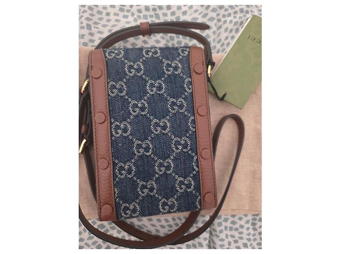 Gucci Borsa Mini Horsebit 1955 Marrone Blu - vista 3