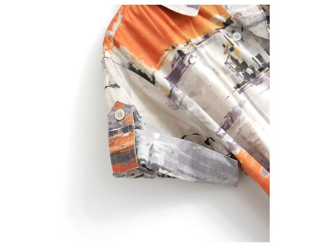 Prada Hemdenkleid mit Mittelmeer-Print Schwarz Weiß Orange Grau - Ansicht 5