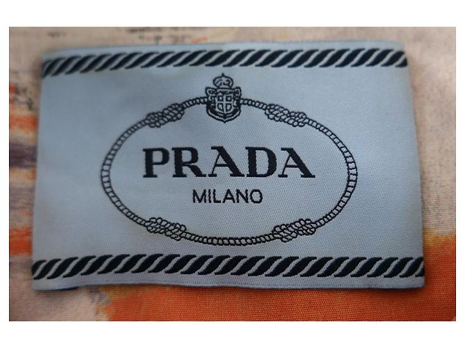 Prada Hemdenkleid mit Mittelmeer-Print Schwarz Weiß Orange Grau - Ansicht 8