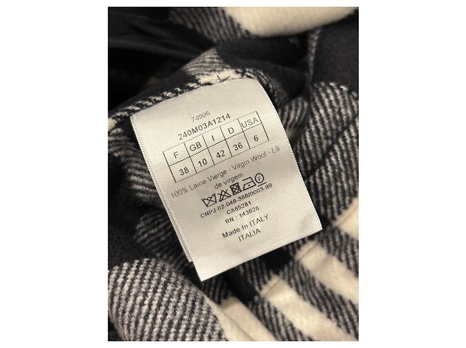 Christian Dior Abrigo de cuadros en lana virgen Negro Blanco - vista 4