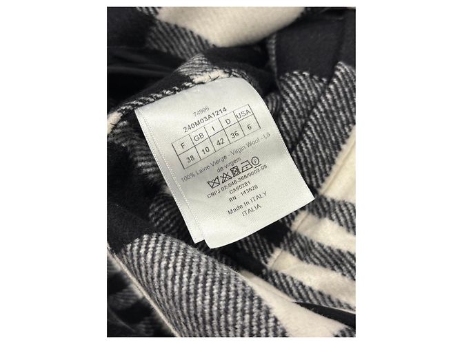 Christian Dior Abrigo de cuadros en lana virgen Negro Blanco - vista 5