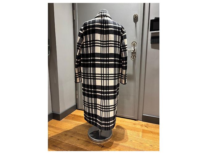 Christian Dior Abrigo de cuadros en lana virgen Negro Blanco - vista 6