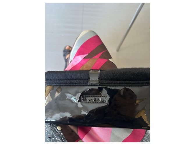 Autre Marque Pochette Les Bleus vernice nera e pelliccia Nero - vista 2