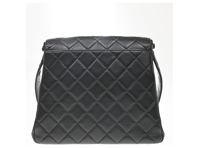 Chanel Vintage CC Square Flap Quilted Lambskin Medium Nero - vista 2