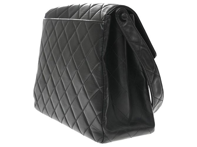 Chanel Vintage CC Square Flap Quilted Lambskin Medium Nero - vista 4