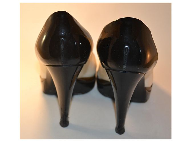 Yves Saint Laurent Leder Pumps Schwarz Weiß Golden - Ansicht 3