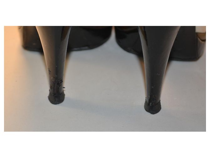 Yves Saint Laurent Leder Pumps Schwarz Weiß Golden - Ansicht 4