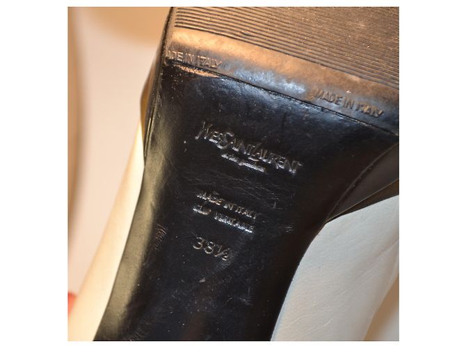 Yves Saint Laurent Leder Pumps Schwarz Weiß Golden - Ansicht 6