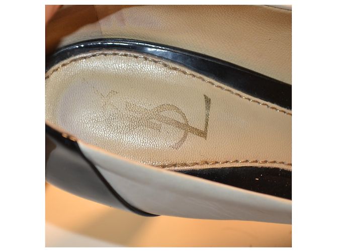 Yves Saint Laurent Leder Pumps Schwarz Weiß Golden - Ansicht 7