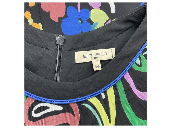 Etro Jersey-Kleid mit kurzen Ärmeln und schwarzem Multi-Print Mehrfarben - Ansicht 4
