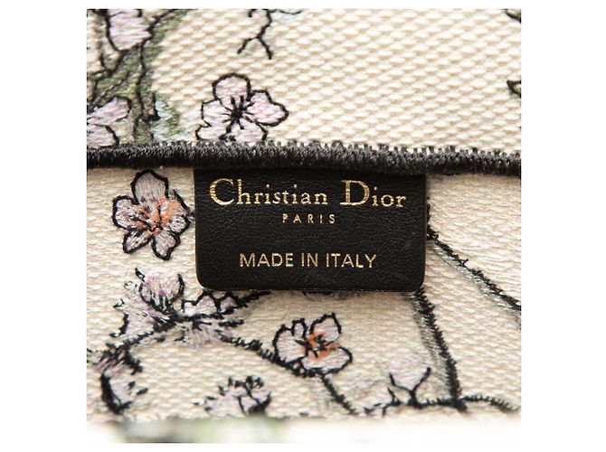 Borsa Book Tote Dior Medium in tela bianca con ricami floreali Bianco - vista 5