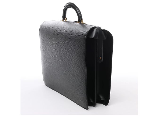 Louis Vuitton Serviette Fermoir Epi Leather Briefcase Handbag in Black M54352 Nero - vista 3