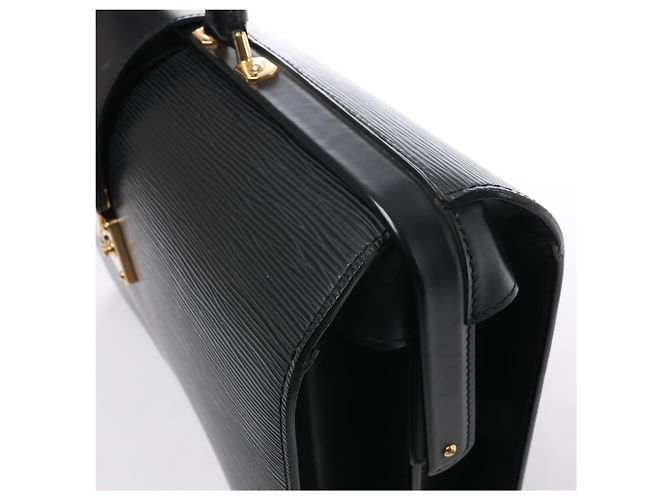 Louis Vuitton Serviette Fermoir Epi Leather Briefcase Handbag in Black M54352 Nero - vista 4