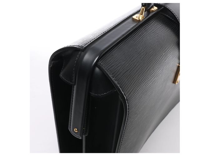 Louis Vuitton Serviette Fermoir Epi Leather Briefcase Handbag in Black M54352 Nero - vista 5