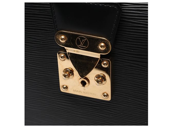 Louis Vuitton Serviette Fermoir Epi Leather Briefcase Handbag in Black M54352 Nero - vista 6