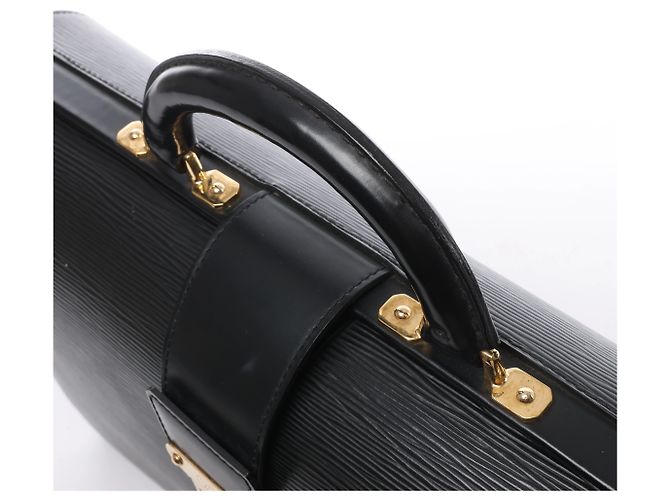 Louis Vuitton Serviette Fermoir Epi Leather Briefcase Handbag in Black M54352 Nero - vista 7