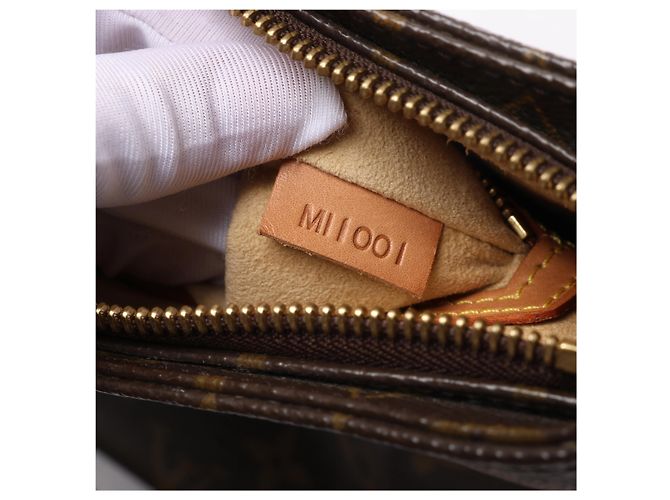 Borsa a tracolla Louis Vuitton Looping MM Monogram Canvas in marrone M51146 Beige - vista 11