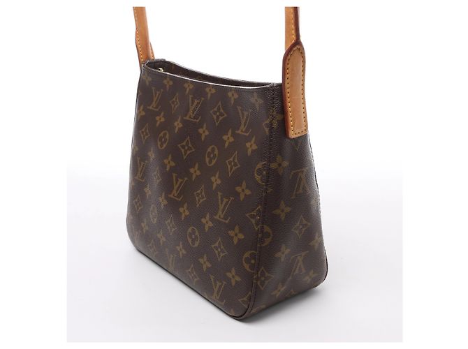 Borsa a tracolla Louis Vuitton Looping MM Monogram Canvas in marrone M51146 Beige - vista 3