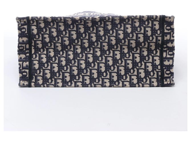 Borsa a tracolla Christian Dior Book Tote Medium Oblique Canvas in blu navy - vista 6